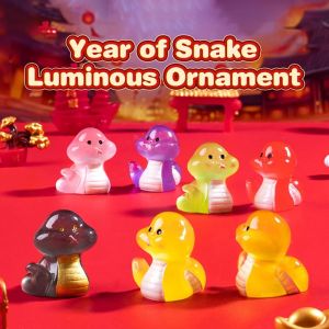 okdeals01 chinese new year decorations 2025 Zodiac Snake Luminous Mini Snake Figurine Glow in The Dark Cute Lucky Small Snake Ornament Car Ornament Resin Crafts Snake Year Mascot New Year Decoration Gifts