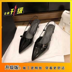 [Free Shipping] Black Pointed-Toe Flats New Autumn/Winter Styles Versatile And Chic High-Heeled Shoes And Closed-Toe Sandals For Women