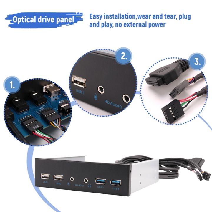 (RZUF) 5.25 Inch Desktop Pc Case Internal Front Panel Usb Hub 2 Ports ...