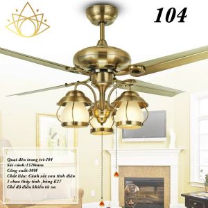 Quạt trần đèn chùm 5 cánh thép tặng kèm bóng Ledcó điều khiển từ xa nhiều tốc độ gióđộng cơ DC xoay chiều