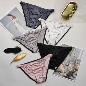 Siêu mượt Quần lót lụa tam giác P Play chữ thêu