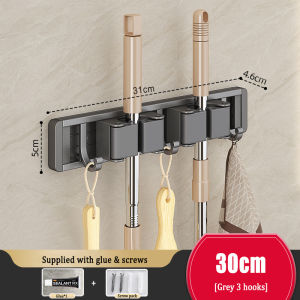 YissTiee Wall-mounted mop clip removable rail hook storage clip