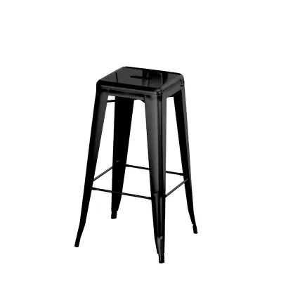 TATA เก้าอี้บาร์ เก้าอี้บาร์เหล็ก Steel bar stool เก้าอี้สตูล ทรงสูง พร้อมพนักพิง ที่นั่ง เก้าอี้คาเฟ่ เก้าอี้วางซ้อนได้ทันสมัย เก้าอี้เหล็ก สีดำ