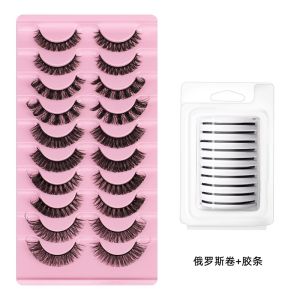 ชุดขนตาปลอมโค้งแบบรัสเซียขนตาหนายาวและเข้ารหัสหนาเกินจริง3D