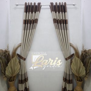 gordeng 1kaca jendela motip pelangi bahan blackout import tebal premium lebar 1m warna coklat