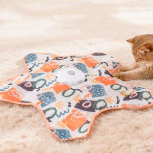 OOC Motion Sensing Cat Hide and Seek Toy Auto-Rotating Disc Built-in Feathers Electric Cat Toy Easy Assembly 3 Modes Automatic Cat Teaser Pet Play