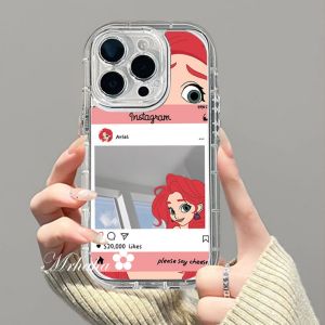 Mrhaha gương ốp điện thoại cho iphone 15 Promax iphone 15 cộng với 16 15 14 13 12 11 pro max 7 cộng với xr xs max phim hoạt hình công chúa xinh đẹp phong cách ins rõ ràng tối giản tiên tiến gương điện thoại trường hợp silicone bảo vệ bìa