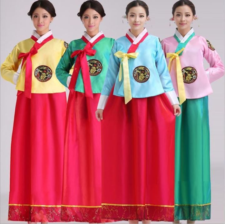 Hanbok Hàn Quốc nam nữ hồng phối tím - Hoài Giang shop