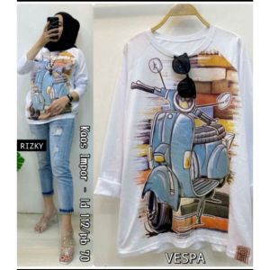KAOS WANITA LENGAN PANJANG BAJU VESPA KUNO WAY BAJU WANITA ATASAN COD TERLARIS TERBARU CEWEK T-SHIRT