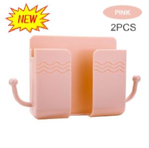 Fast Delivery 2pcs Wall Mounted Organizer Storage Box Remote Control Mounted Mobile Phone Wall Holder Charging Multifunction Holder Stand