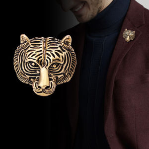 1Pc Spring New Product Domineering Mens Northeast Tiger Shaped Brooch Chinese Style Retro Gold Silver Brooches Accessory