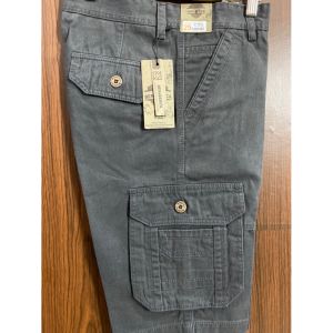 Celana Pendek Katun Canvas Cargo Hip-Hop Warna Krem/Abu Regular Fit