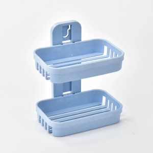 ZH406 Double-layer Hollow-out Drainage Soap Dispenser Soap Holder Action Mounted Soap Rack