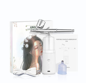 Hengfa Lina Portable 0.3MM Air Compressor Kit Oxygen Injector Rechargeable Facial Airbrush Face Moisturizing Sprayer Beauty Skin Care Tools