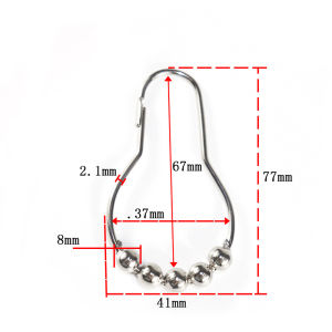 12pcs Chrome Plated Shower Curtain Rings Metal Gourd Type Shower Curtain Hook With 5 Roller Ball