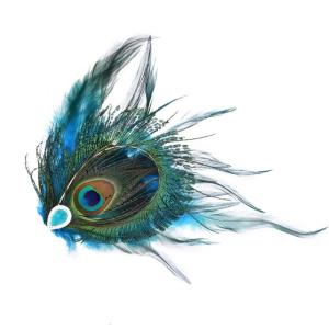 Sparkling Peacocks Theme Side Barrettes Decorative Feather Hairpin With Strong Clip For Ethnic Festival Celebration