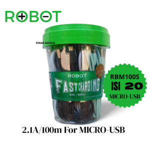 ( 1 TOPLES 20 PCS ) KABEL DATA ROBOT RBM100 11 MICRO 2.4A RBC100 11 TYPE-C & RBM100S fast charger