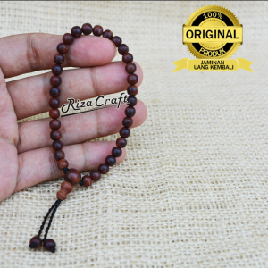 Gelang Tasbih Kayu Nagasari Nogosari Merah ASLI Cirebon 33 Butir. Bersertifikat