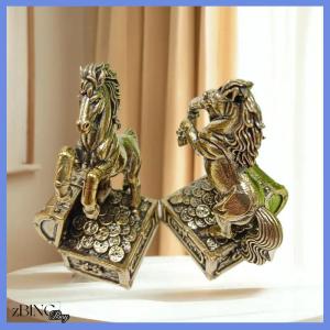 [zBING] 1Pcs Zodiac Horse Statue Ornament Gifts Brass Horse Feng Shui Horse Figurine Miniatures Crafts Office Home Decor Accessory