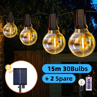 Solar G40 String Bulb Light Outdoor Waterproof Garden LED Lighting Light with Remote Control