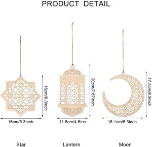 1set (3pcs) Hiasan Dekorasi Ramadhan Ornamen Eid Mubarak Gantungan Hiasan Ramadhan
