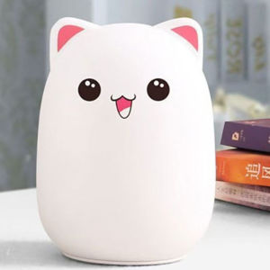 Cute Cat LED Night Light USB Rechargeable Cartoon Silicone Desk Lamp Silicone Pat Light Baby Gift