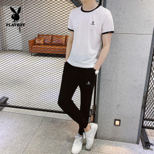 PLAYBOY Fashion Mens Summer Breathable Short Sleeve T-Shirt