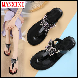 MANXIXI Fashion Women Flip Flop Bohemian Style Beautiful Butterfly Jelly Flat Slippers (Size 36-41)