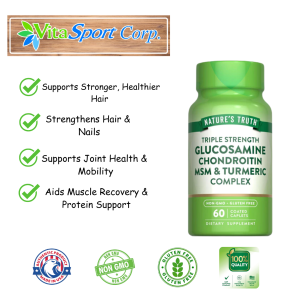 Nature’s Truth Glucosamine Chondroitin MSM Turmeric 60 Caplets | Joint Support Mobility Support
