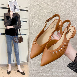 [Free Shipping] New Retro-Style Sandals Featuring A Thin Heel Pointed Toe And A Slip-On Design Perfect For Women Who Want A Comfortable And Stylish Option
