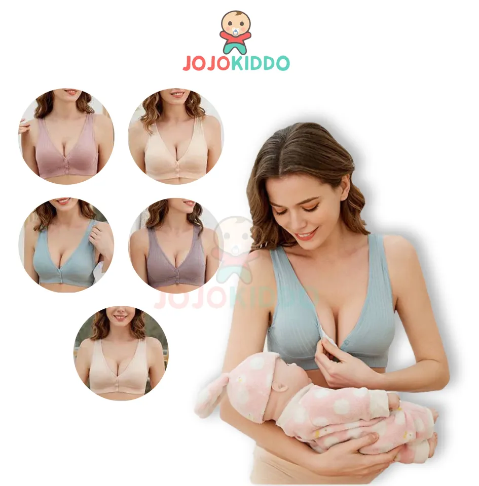 Nursing Bra Button Cotton upper open clasps thin cup breastfeeding
