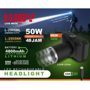 Senter Kepala Luby 50 Watt 35 Watt Baterai Cas L 2905 NL & NK L 2907NL Water Proof Headlamp Cahaya Putih Head lamp 2905NL 2907NL