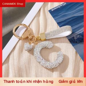 CS Trắng Ban Đầu Keychain Sáng Bóng Dễ Thương Thư A-Z Móc Chìa Khóa Ba Lô Xe Phụ Kiện Chìa Khóa Dây Vài Tên Thư Mặt Dây Chuyền Quà Tặng