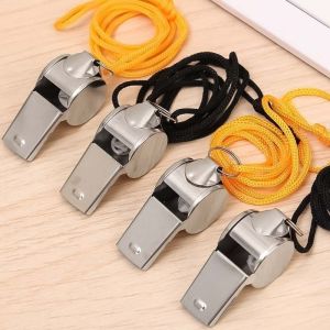 4PCS Stainless Steel Sports Referees Whistle with Lanyard for Basketball Football Gyms Emergency