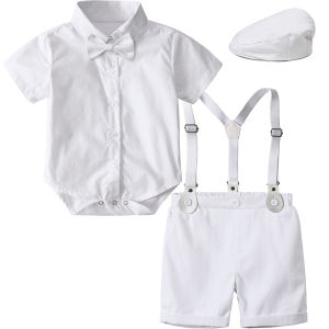 Christening Outfit Baby Boy Birthday Outfits Infant Baptismal Clothes Newborn Full Months Photo Shoot Formal Attire Wedding Ring Bearer Suit White Blue