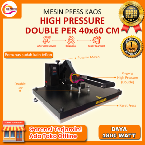 Mesin Press Kaos Baju Spring PER Technology & Gagang Double 40 x 60 CM | Mesin Press Kaos High Pressure