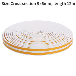 12M EPDM Rubber Self-adhesive Door and Window Sealing Strip Glass Window Anti-collision Rubber Strip Foam Sound Insulation Strip