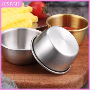JCSYFAC Sauce Dipping Bowl 304 Stainless Steel Dipping Cups Round Sauce Dishes 50 60ml Mini Reusable Seasoning Cups Dipping Cups