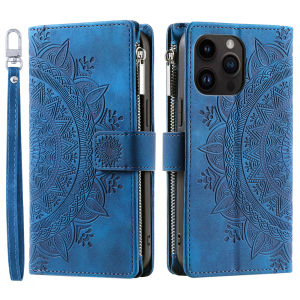 Zipper Leather Wallet Multi Cards Solt Case For iPhone 14 13 12 Mini 11 15 Pro XS Max XR X 8 7 SE 2022 6 Plus Stand Phone Cover