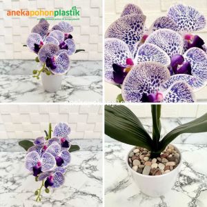 Bunga Artificial Bunga Anggrek Juntai X1 Mini Variasi Warna Pot Melamine Hiasan Meja Kantor Aesthetic