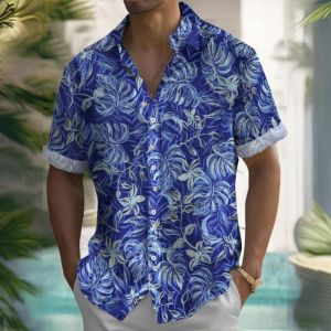 ZEEMIN New Summer Mens Shirt 3d Beach Flower Print Hawaiian Shirts For Men Beach Casual Short Sleeve Shirts Loose Oversized Man Tops