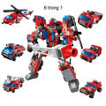 Bộ Lego xếp hình đồ chơi lắp ráp mô hình siêu nhân robot từ khủng long đỏ trí tuệ 6 trong 1. 