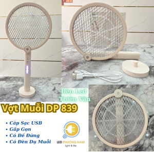 Vợt Kiêm Đèn Bắt Muỗi Thông Minh DP 839 Gấp Gọn Treo Tường hoặc Để Bàn