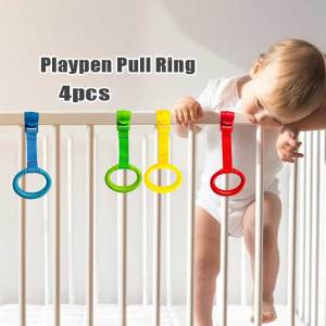 4Pcs Baby Crib Hook / Playpen Pendants / Help Baby Stand Hanging Ring / Toddler Stand Training Toys