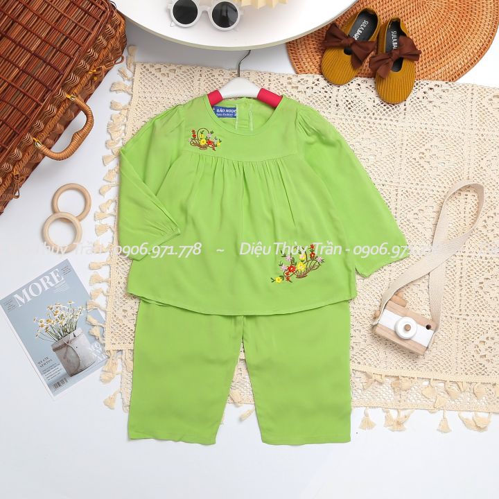 [HCM]Bộ tay dài Thương hiệu Bảo Ngọc cho bé gái từ 7-37 kg. Vải Công ty ...