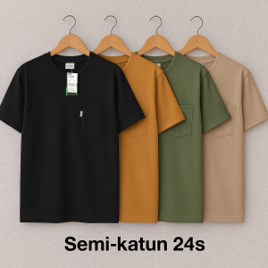 4 pcs MBN Baju Kaos Pocket Semi-katun 24s