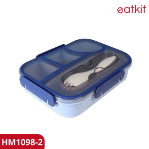Eatkit kotak makan siang empat kompartemen kotak makan siang plastik dibagi kotak makan siang kotak penyimpanan kulkas pemanas microwave