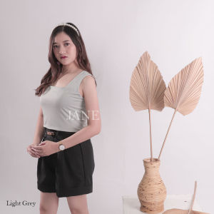 JANE COLLECTION || TankTop Wanita Bahu Lebar Polos Crop Top Kamisole Square Neck Camisole Tank Top Adelia Hitam Putih Lilac Baby Pink