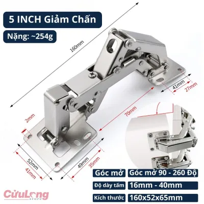 Bản Lề Gấp Cửa Tủ Inox Thông Minh Tự Đóng Không Khoan Giảm Chấn Êm Dễ Lắp Cho Tủ Gỗ Tủ Bếp Tủ Quần Áo