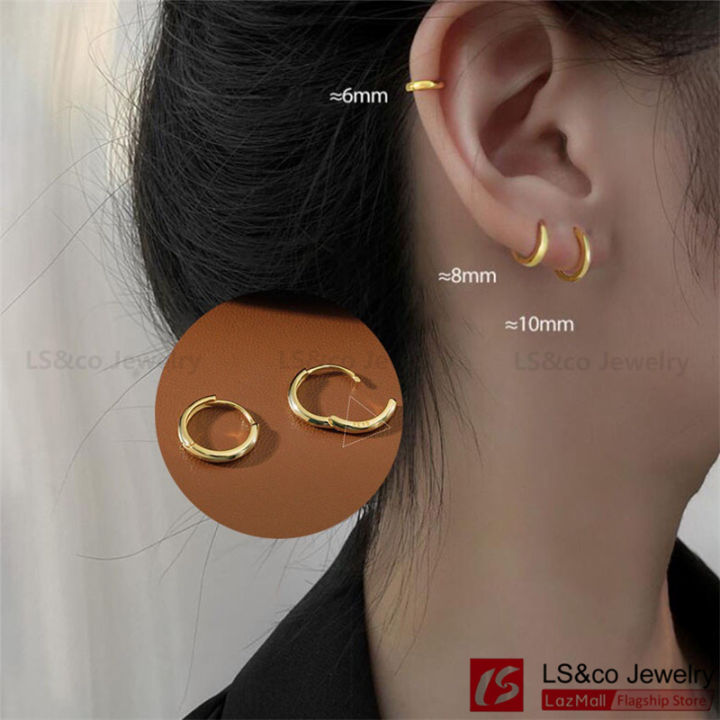 SJX W CLICK HOOP PIERCED (L) K10 ダイヤ0.05 美品 SJXW HOOP PIERCED